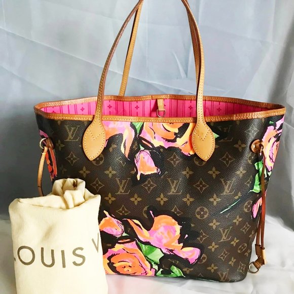 100% AUTHENTIC LTD EDITION LOUIS VUITTON MONOGRAM NEVERFULL ROSES MM - Picture 1 of 16